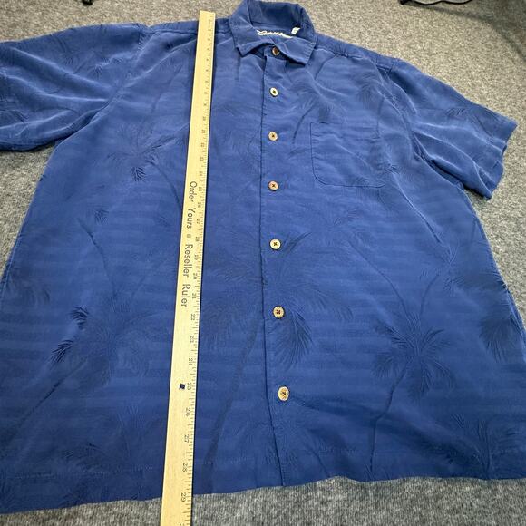 Caribbean Shirt Mens Extra Large Blue Hawaiian Palm Coastal Resort Vacation - Picture 2 of 9